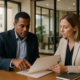 Family member signing business contracts in New York with corporate documents