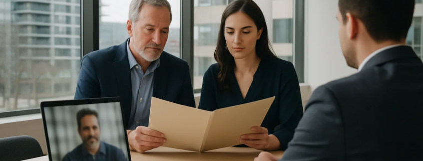 Family reviewing a franchise agreement while a relative remains abroad in Mississauga